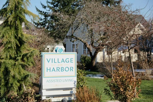 Sign for Village at the Harbor assisted living facility
