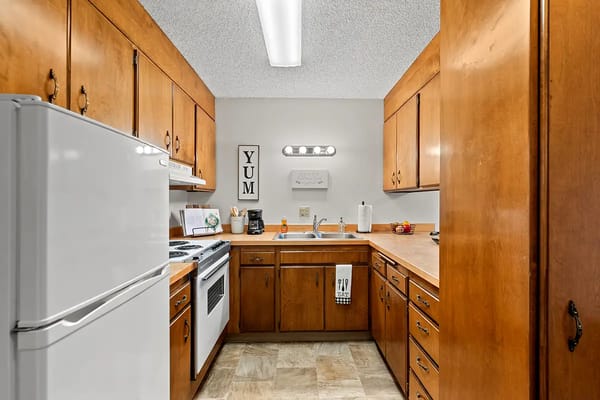 Well-equipped kitchen in a senior living apartment