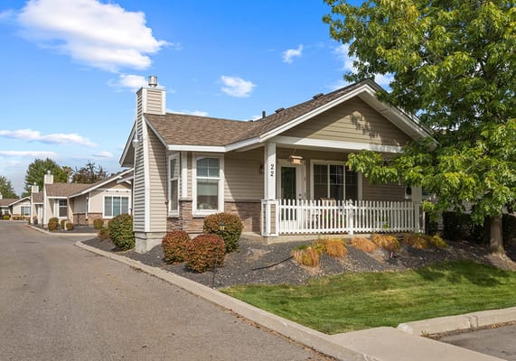 Exterior view of a residential building in a senior living community