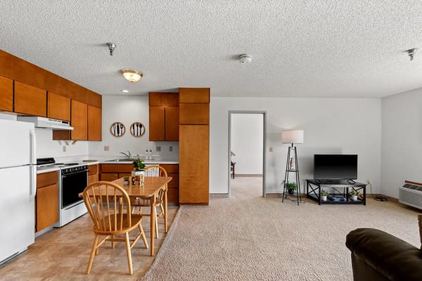 Bright interior view of a resident apartment