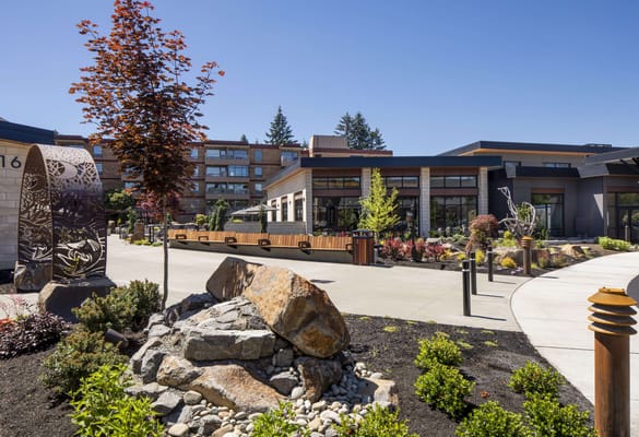 Outdoor view of the facility's landscaped area