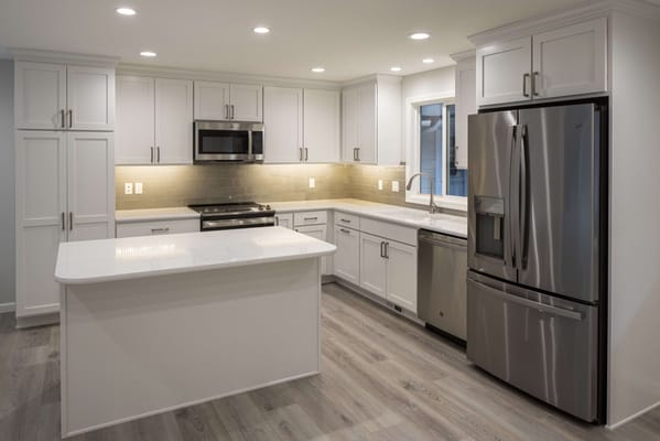 Modern kitchen interior with stainless steel appliances