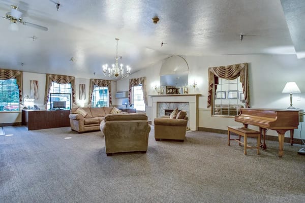 Common area with seating and a piano