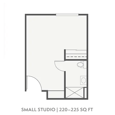 Architectural floor plan of a small studio unit