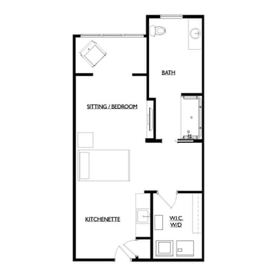 Architectural floor plan of a resident unit
