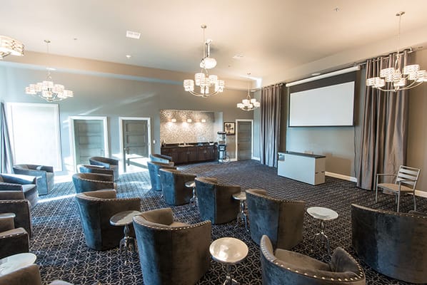 Interior view of a common area with seating