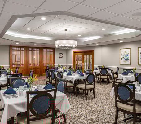 Dining room with elegant table settings
