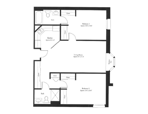 Architectural floor plan of a living unit