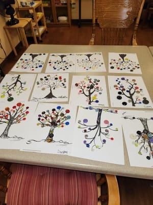 Art project displays created by residents