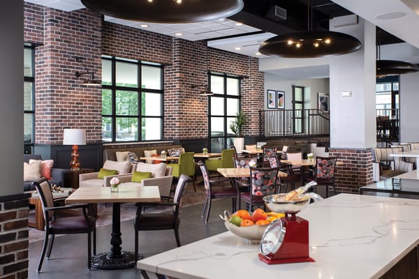 Dining area with modern furniture and decor