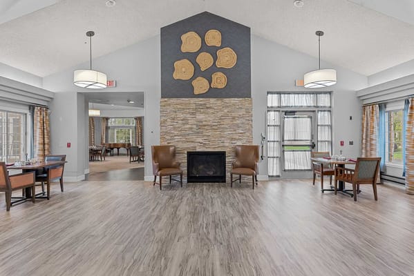 Interior view of a dining area with stylish decor