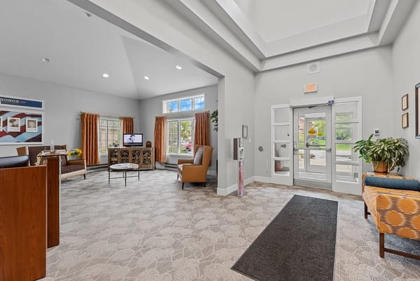 Bright and welcoming lobby area of the facility