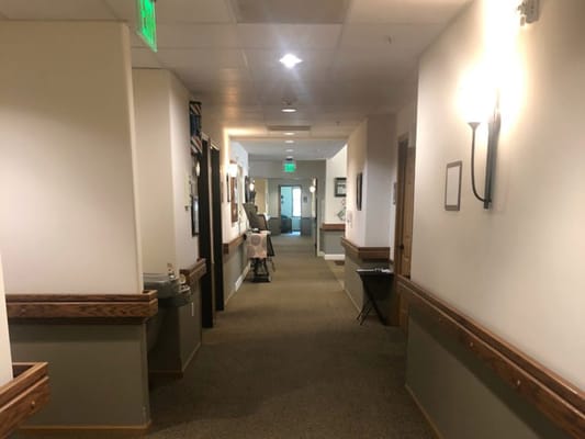 A corridor in a senior living facility