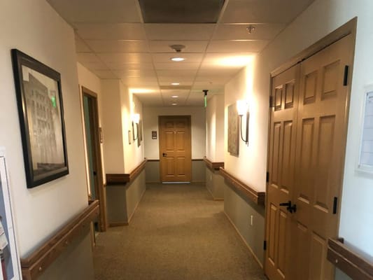 Interior hallway in a senior living facility