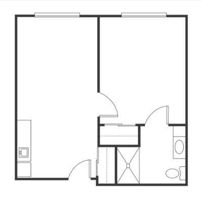 Architectural floor plan of a resident unit