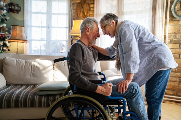 A couple enjoying a moment in a cozy living room