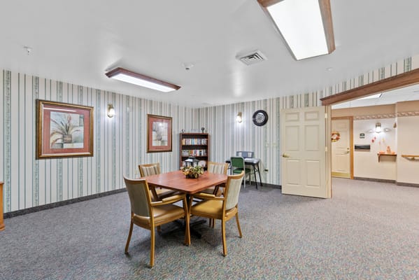 Interior common area with a dining table and decor