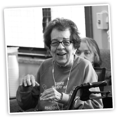 Resident enjoying an activity in a common area