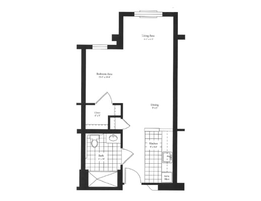 Architectural floor plan of a resident unit