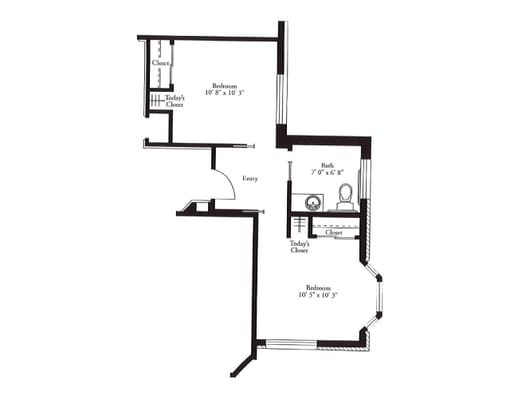 Architectural floor plan of a resident unit