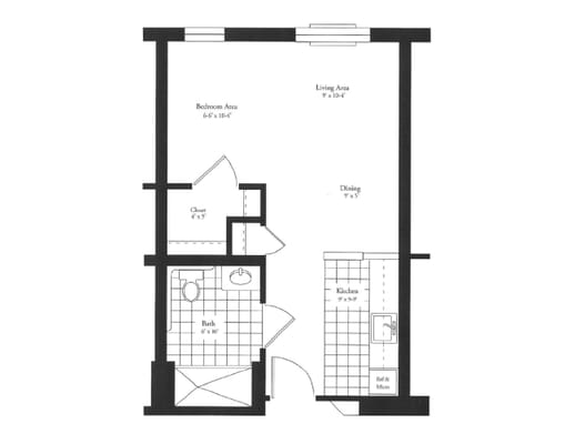 Architectural floor plan of a resident unit