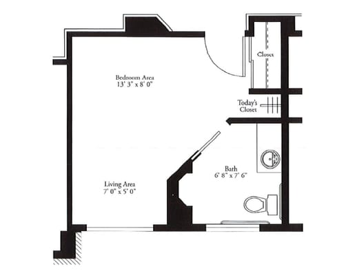 Architectural floor plan of a private living unit