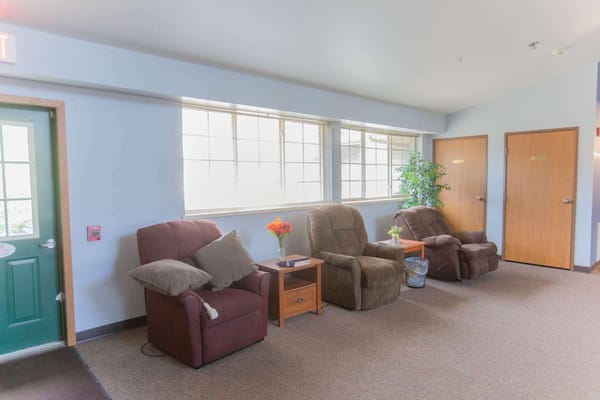 Comfortable seating area in a senior living facility
