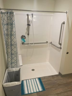 Accessible shower in a resident bathroom