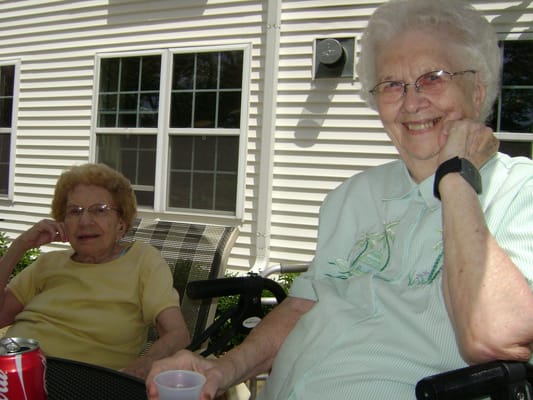 Residents enjoying time outdoors on a sunny day