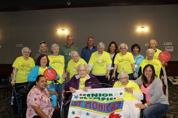 Residents participating in a Senior Olympics event at St. Monica's