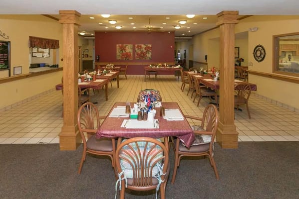 Dining area with tables set for meals