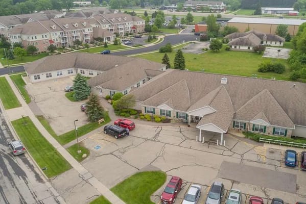Aerial view of Stoughton Meadows Assisted Living facility