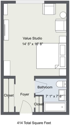 Floor plan of a value studio room