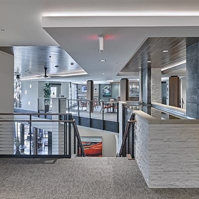 Bright interior hallway with modern design