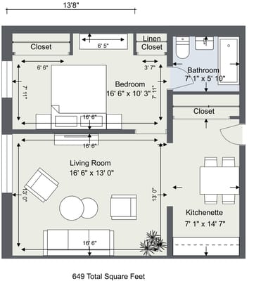Architectural floor plan of a resident room layout