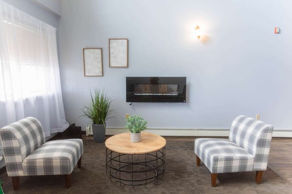 Cozy common area with seating and modern decor