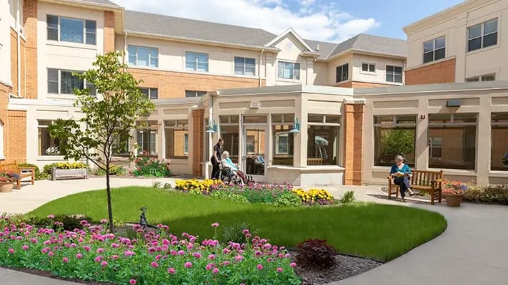 Residents enjoying the courtyard garden space