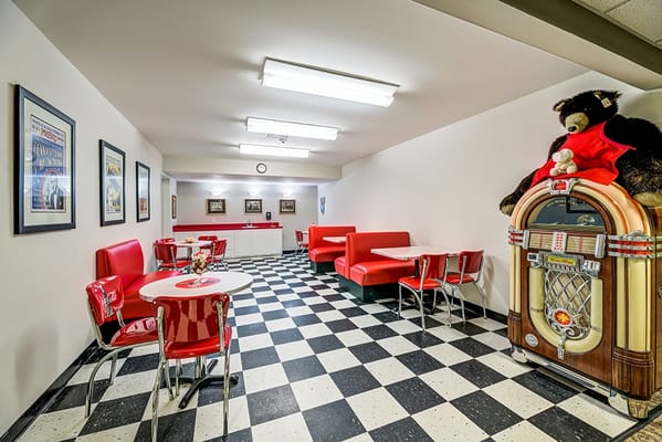 Interior common area with retro decor
