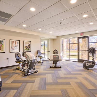 Interior view of a fitness room with exercise equipment