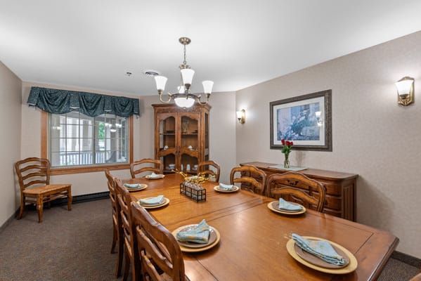 Dining room set up for a meal