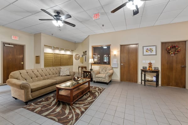 Cozy common area with seating and decor