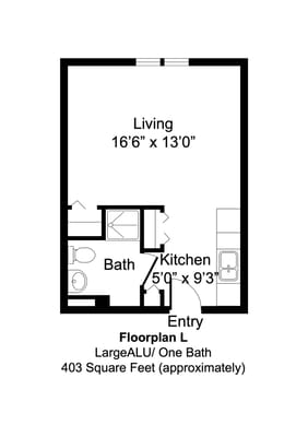 Architectural floor plan of a living space