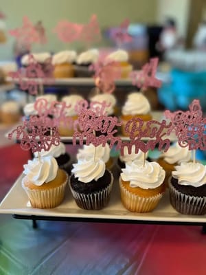 Colorful cupcakes with festive decorations