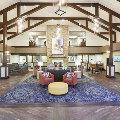 Interior view of a welcoming common area in the facility