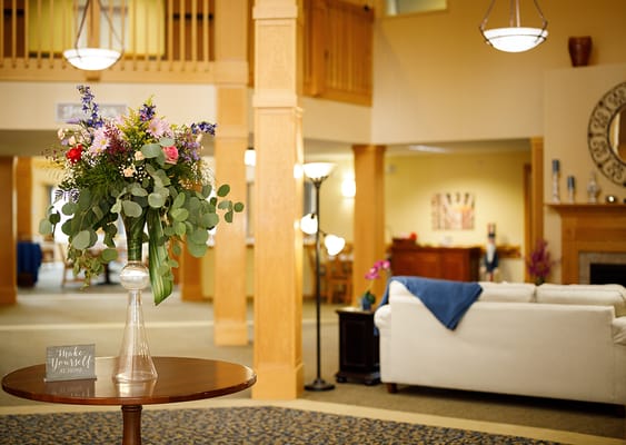 Interior common area featuring a floral arrangement