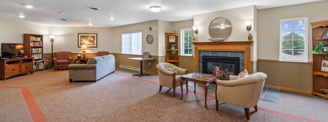 Cozy common area in a senior living facility
