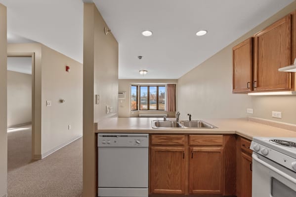 Bright kitchen area in a resident apartment