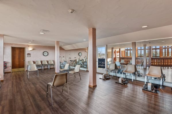 Interior of a fitness room with exercise equipment