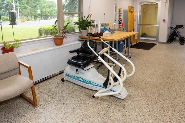 Exercise equipment in a facility interior