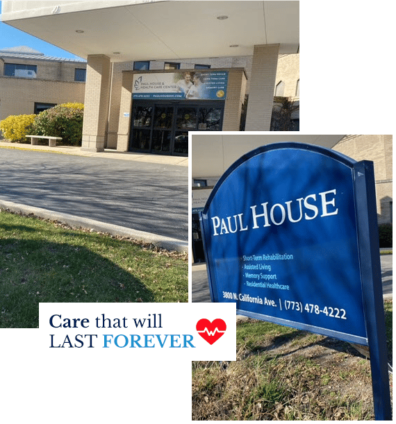 Exterior view of Paul House building with sign